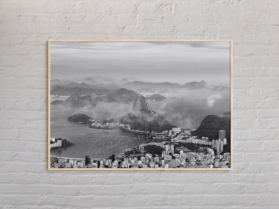 Black And White Rio De Janeiro Sugarloaf Mountain Bay Poster
