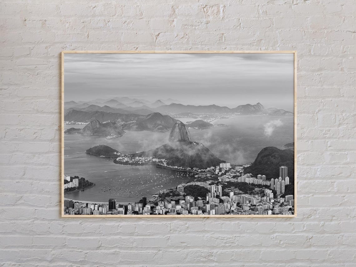 Black And White Rio De Janeiro Sugarloaf Mountain Bay Poster