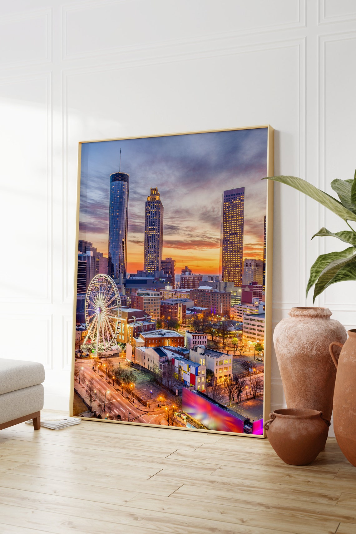 Atlanta Georgia Downtown Skyline Sunset SkyView Ferris Wheel Poster - Image 2