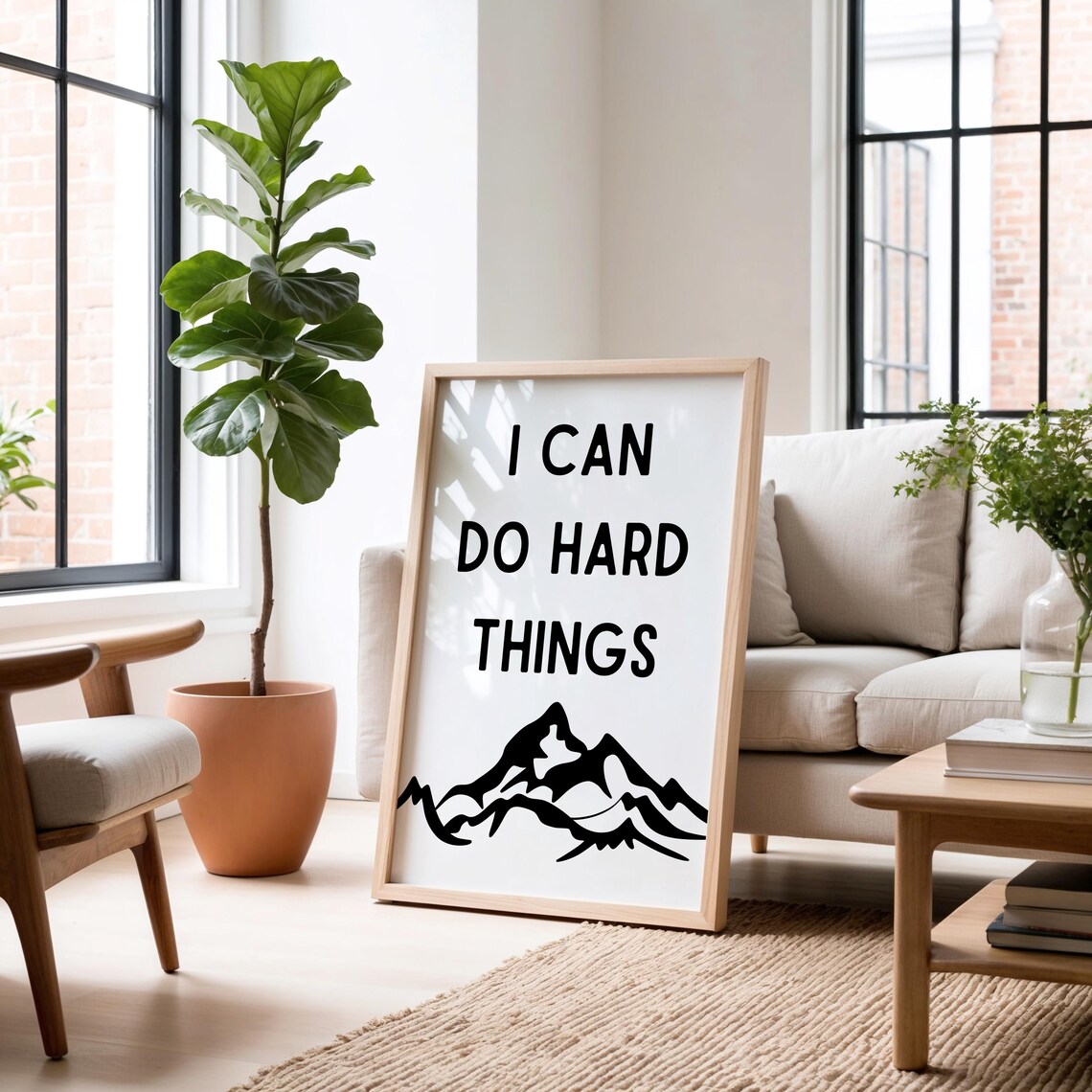 I Can Do Hard Things Mountain White Background Affirmation Poster - Image 3