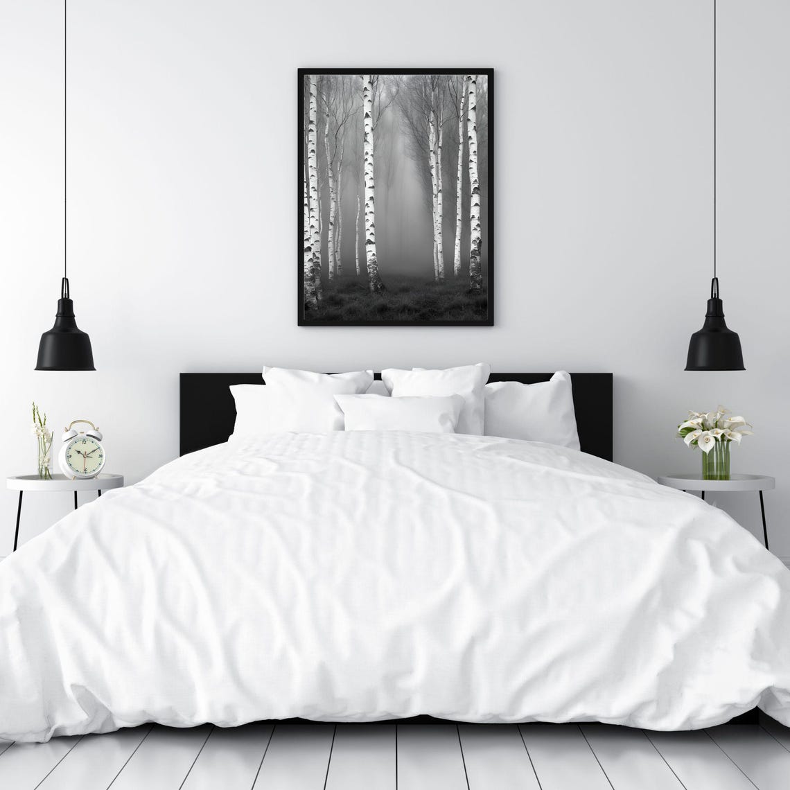 Birch And Fog Meditative Artwork Artwork Black And White Artwork Serene Art Nature Artwork Pod Art - Image 4