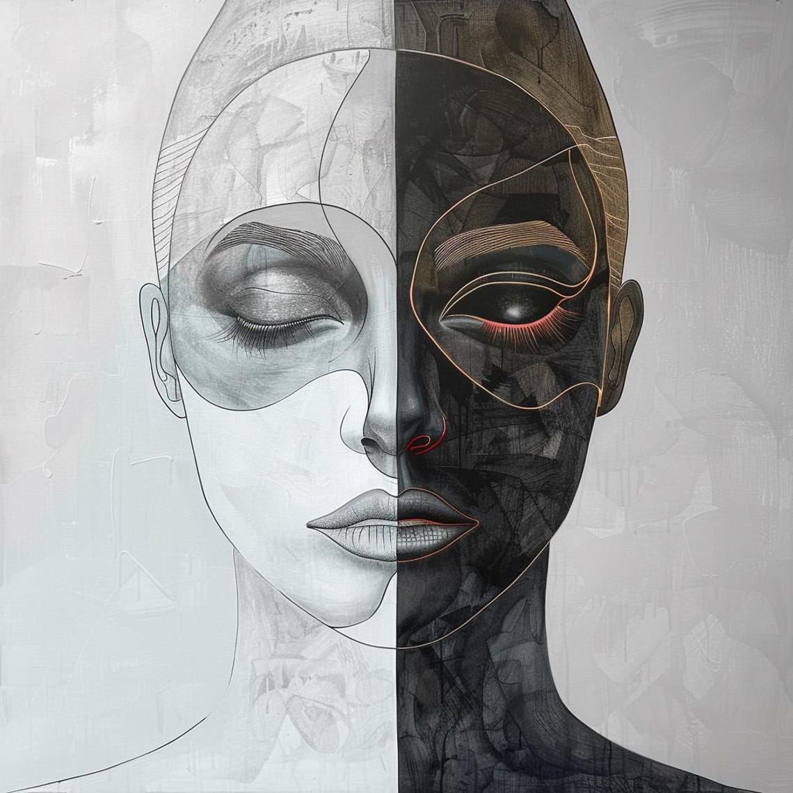 The Search For Balance Split Face Light And Dark Portrait Poster - Image 2