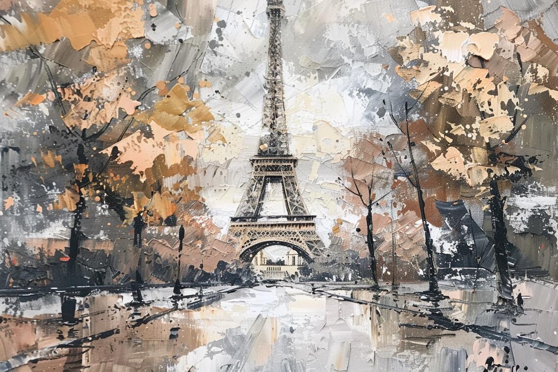 Eiffel Tower Paris Autumn Street Impressionist Travel Art Poster - Image 2