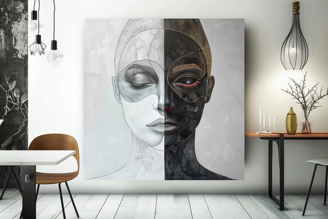 The Search For Balance Split Face Light And Dark Portrait Poster - Image 3