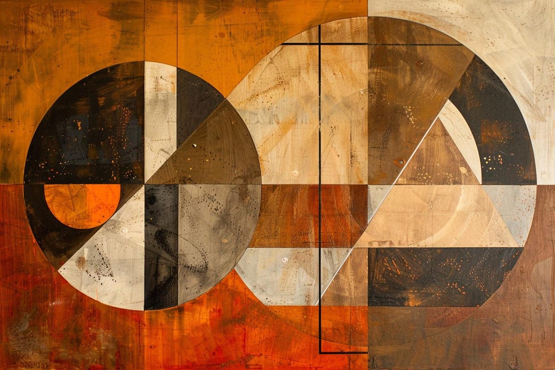 Burnt Orange Geometric Circles Mid Century Modern Abstract Poster - Image 2