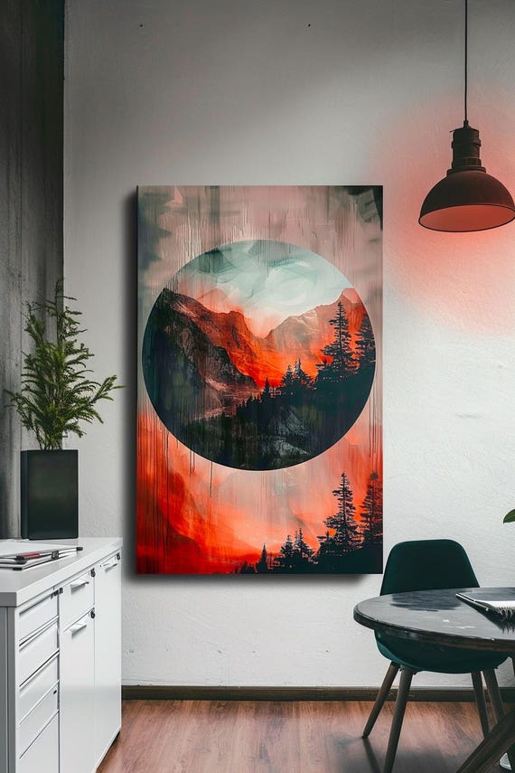 Painting Sunset Meditation Abstract Stretched Painting Wall Art Print Contemporary Artwork For Home Decor