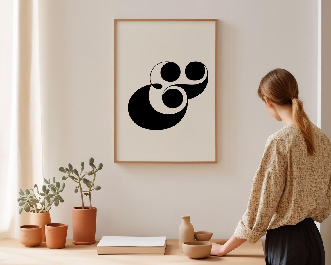 Ampersand Art Print, Modern Black And White Typography