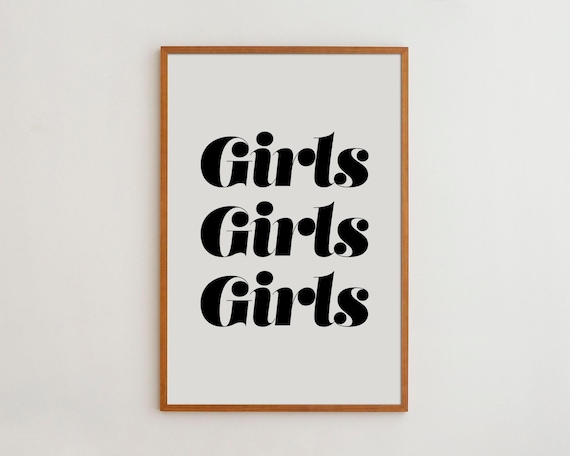 Girls Room Typography Art Print, Black And White Minimalist