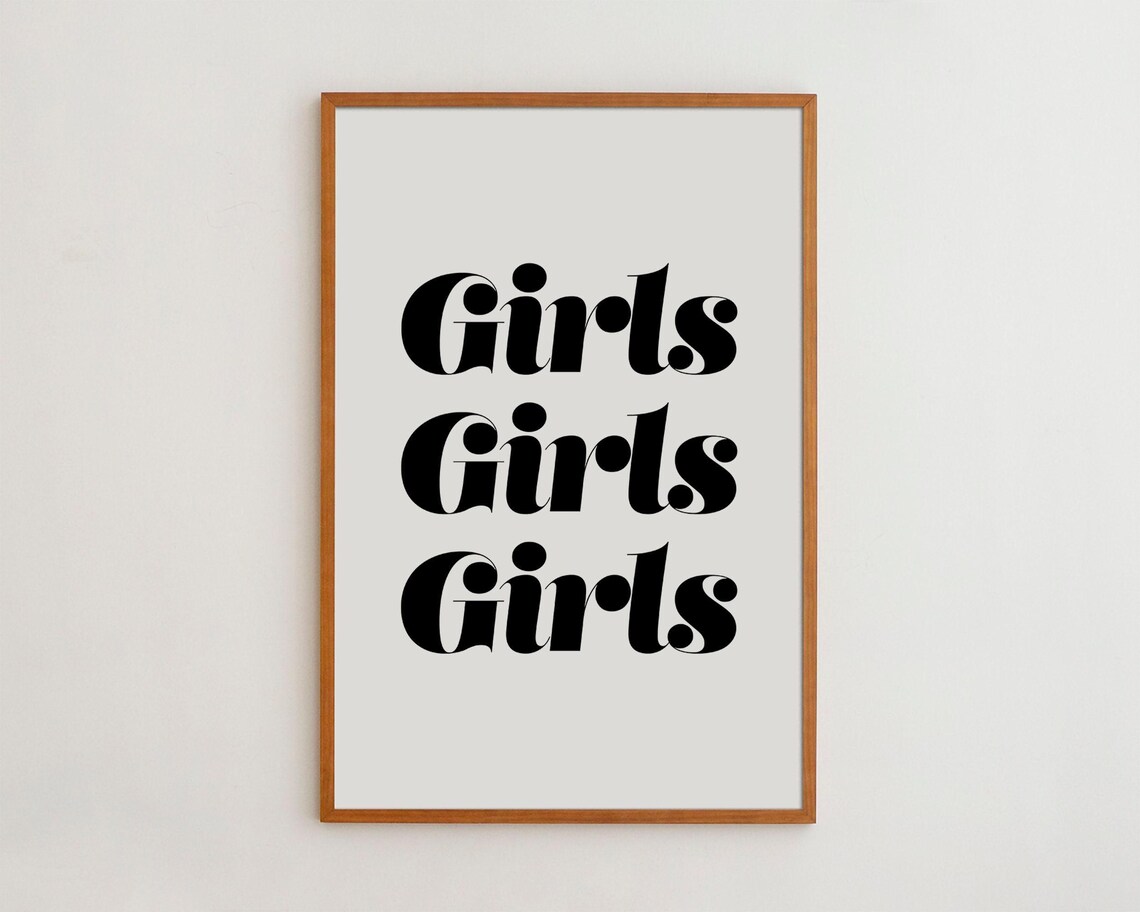 Girls Room Typography Art Print, Black And White Minimalist