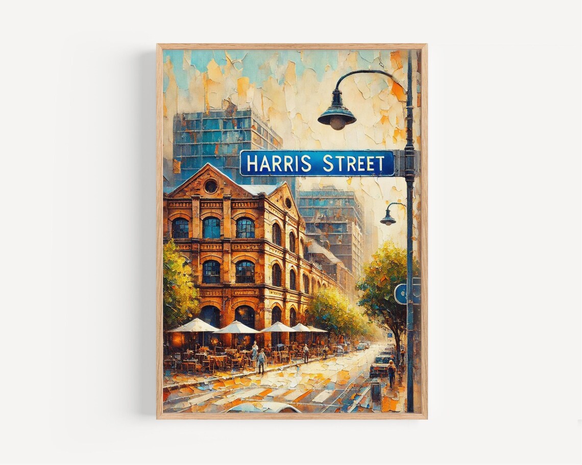 Harris Street Sydney Historic Brick Buildings Cafe Oil Painting Poster