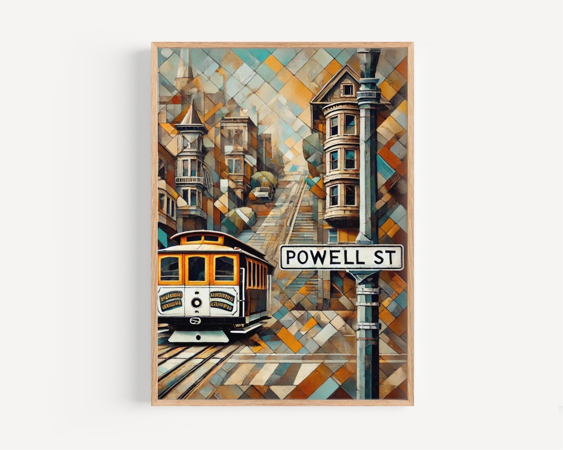 Powell Street San Francisco Cable Car Mosaic Cityscape Travel Poster