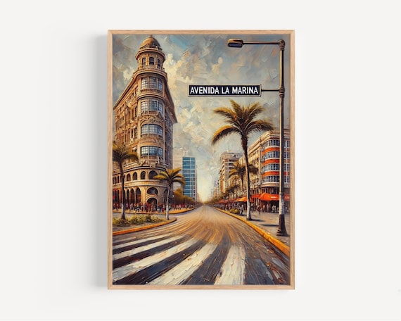 Avenida La Marina Wall Art Print Lima Travel Poster Peru Souvenir Housewarming Gift Modern Decor