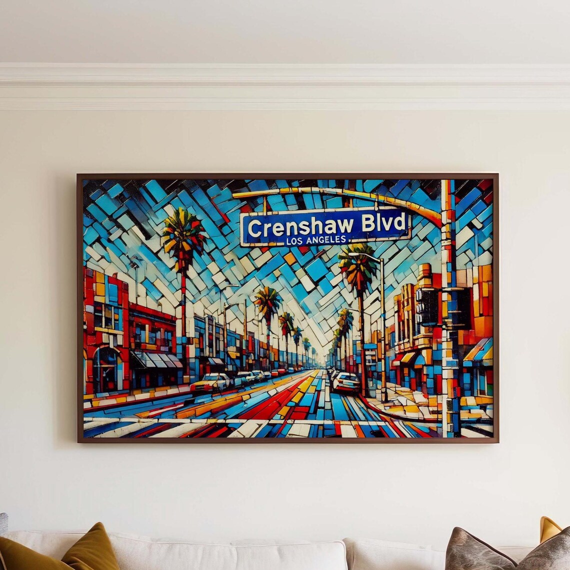 Crenshaw Boulevard Los Angeles Mosaic Street Scene Art Poster