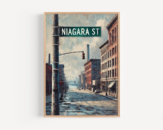 Niagara Street Wall Art Buffalo Print New York City Decor Travel Poster Personalized Gift Vintage Sign Artwork