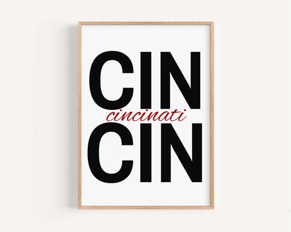Cincinnati Dorm Room Art Print Skyline Illustration