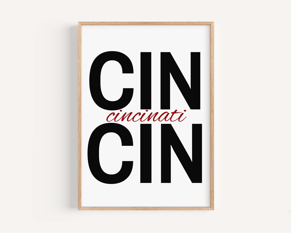 Cincinnati Dorm Room Art Print Skyline Illustration