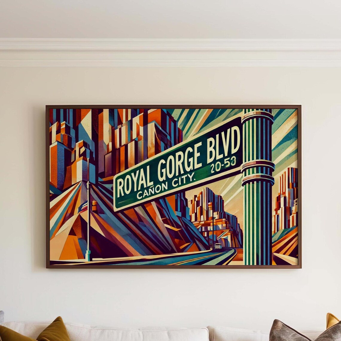 Royal Gorge Boulevard Canon City Retro Art Deco Travel Poster