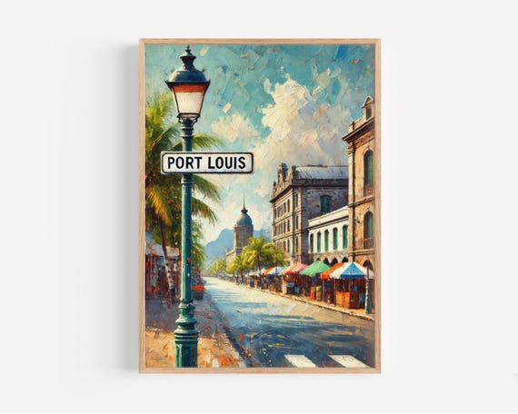Mauritius Port Louis Wall Art Print Travel Poster African Souvenir Housewarming Gift Decor