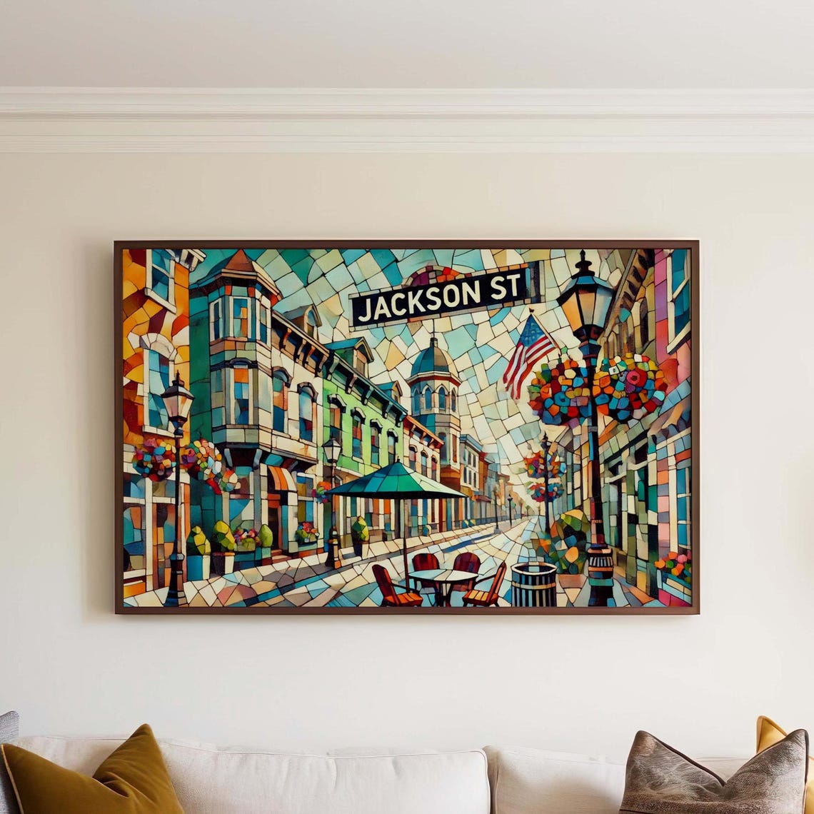 Jackson Street Cape May Cubist Victorian Old Town Street Art Print
