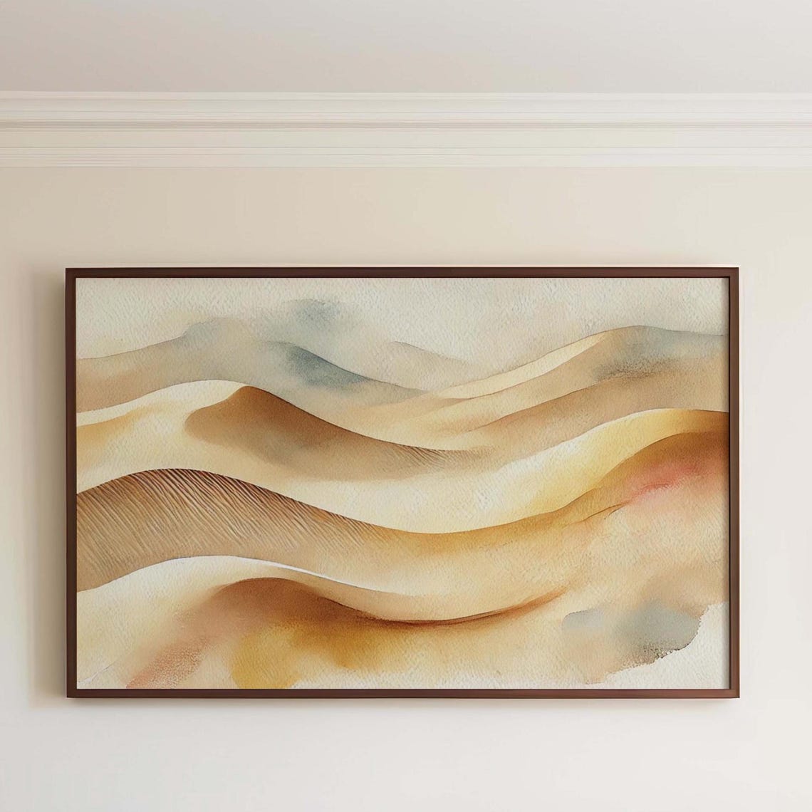 Pastel Desert Dunes Soft Watercolor Layers Landscape Art Poster