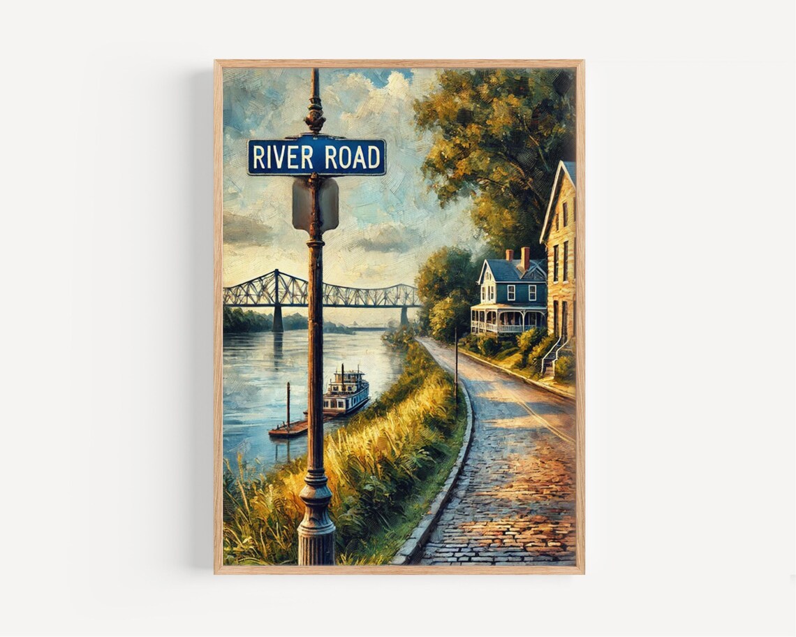 River Road Louisville Kentucky Riverfront Street Sign Art Poster