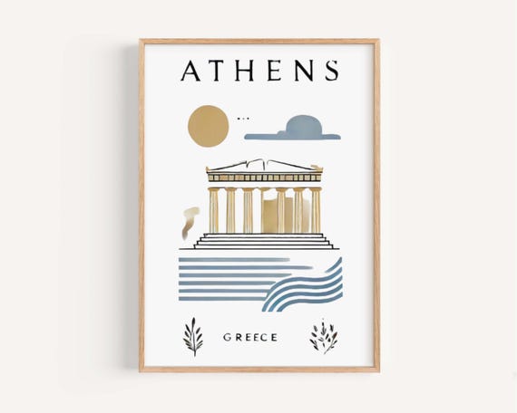 Athens Travel Poster, Greece Wall Art Decor