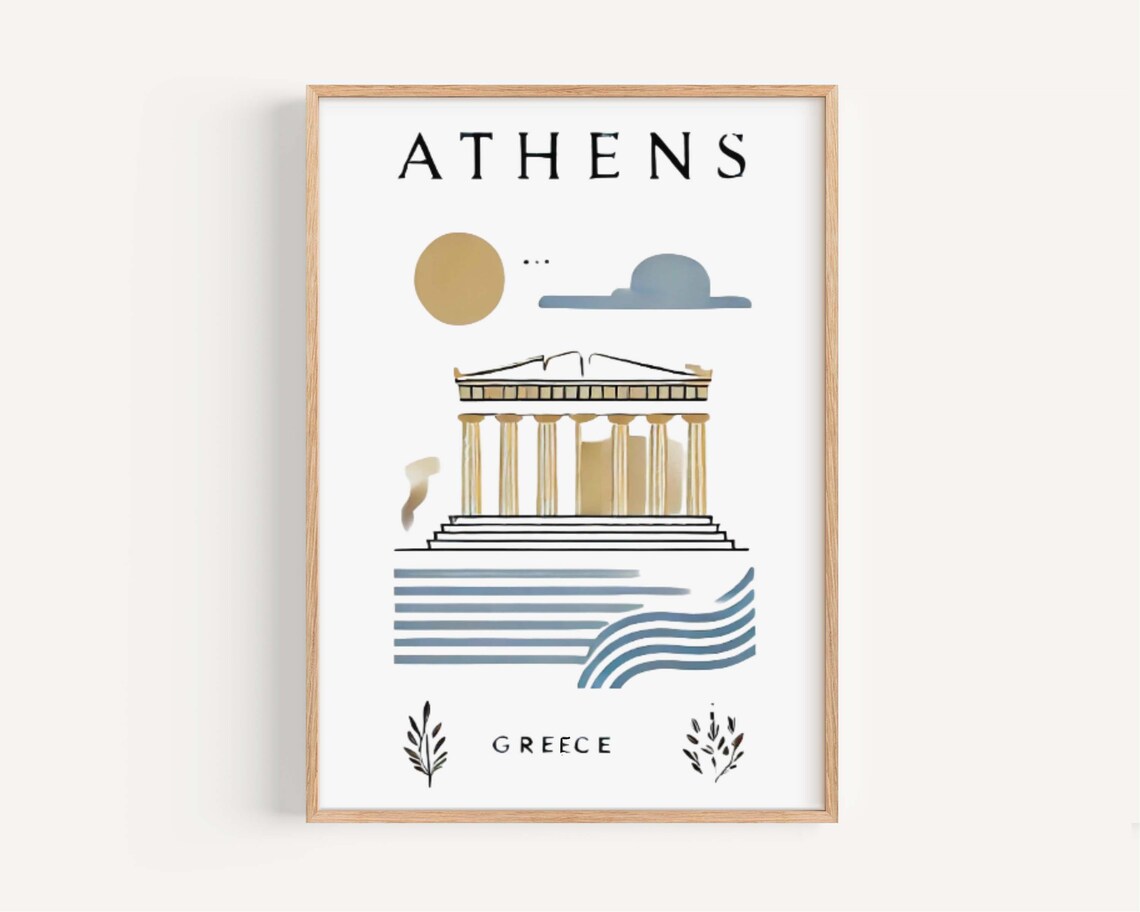 Athens Travel Poster, Greece Wall Art Decor