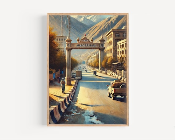 Airport Road Arch Kabul Afghanistan Mountain City Art Poster