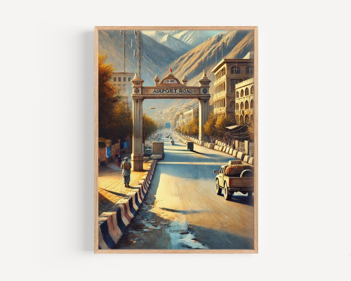 Airport Road Arch Kabul Afghanistan Mountain City Art Poster