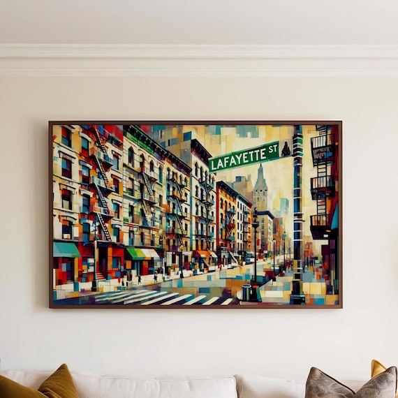 New York Lafayette Street Geometric Fire Escapes Travel Poster