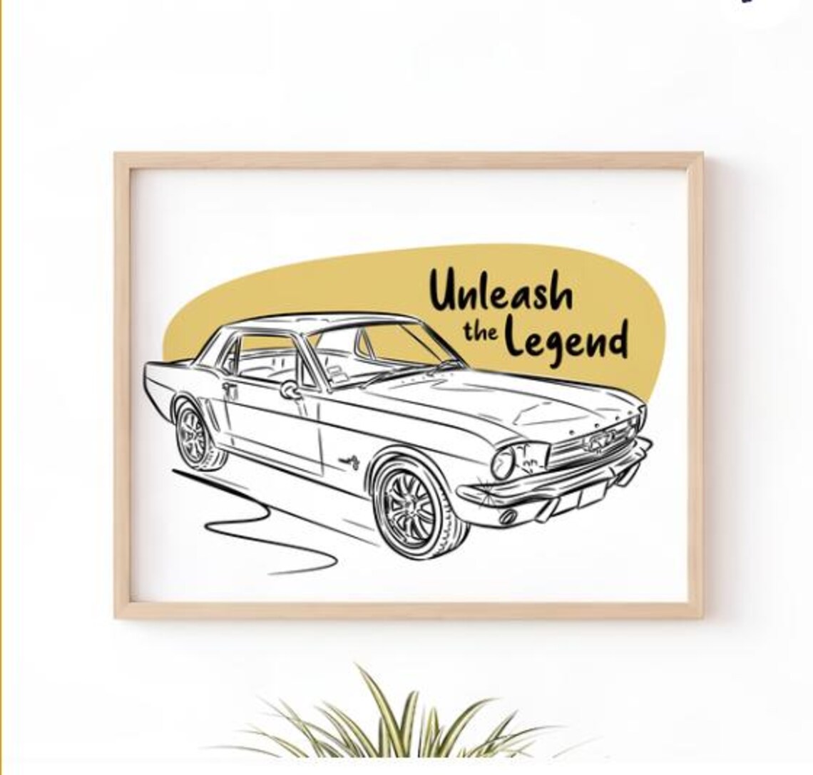 Classic American Muscle Car Line Art Poster Unleash the Legend