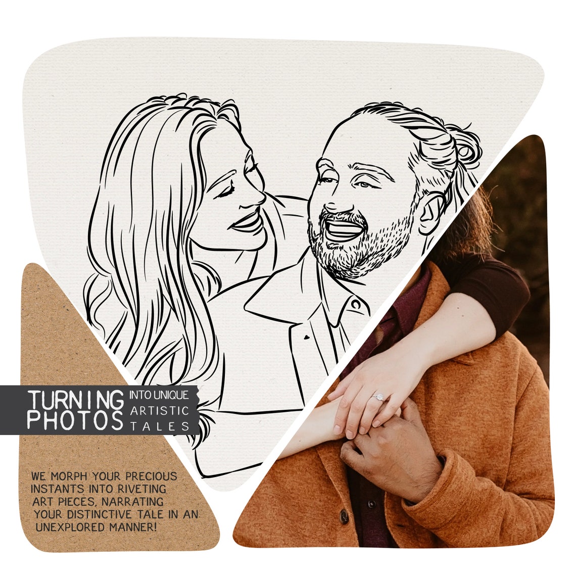 Custom Couple Line Art Portrait Poster With Names Embrace Art - Image 2