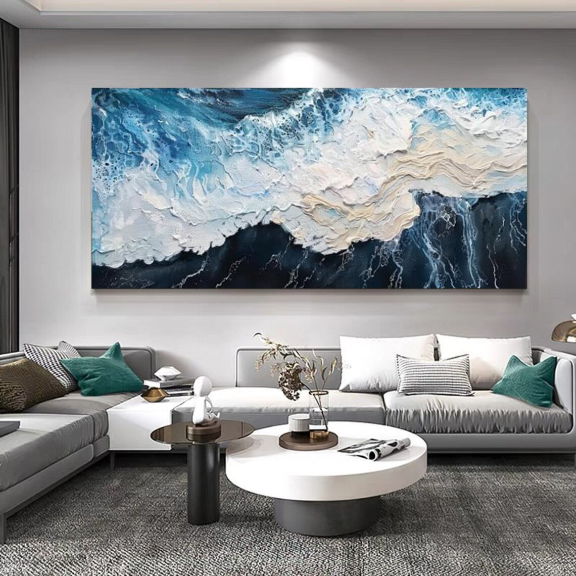 Abstract Waves, Black Sand Beach Seascape Art Print - Image 3