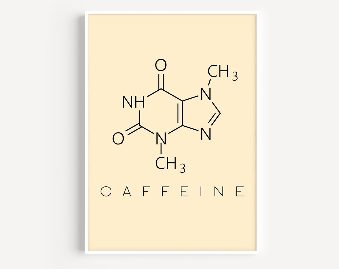 Caffeine Molecule Minimalist Chemistry Cream Science Wall Art
