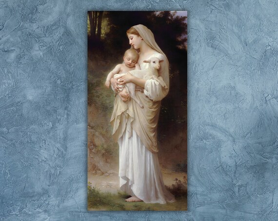 William Adolphe Bouguereau Innocence Mother Baby Lamb Poster