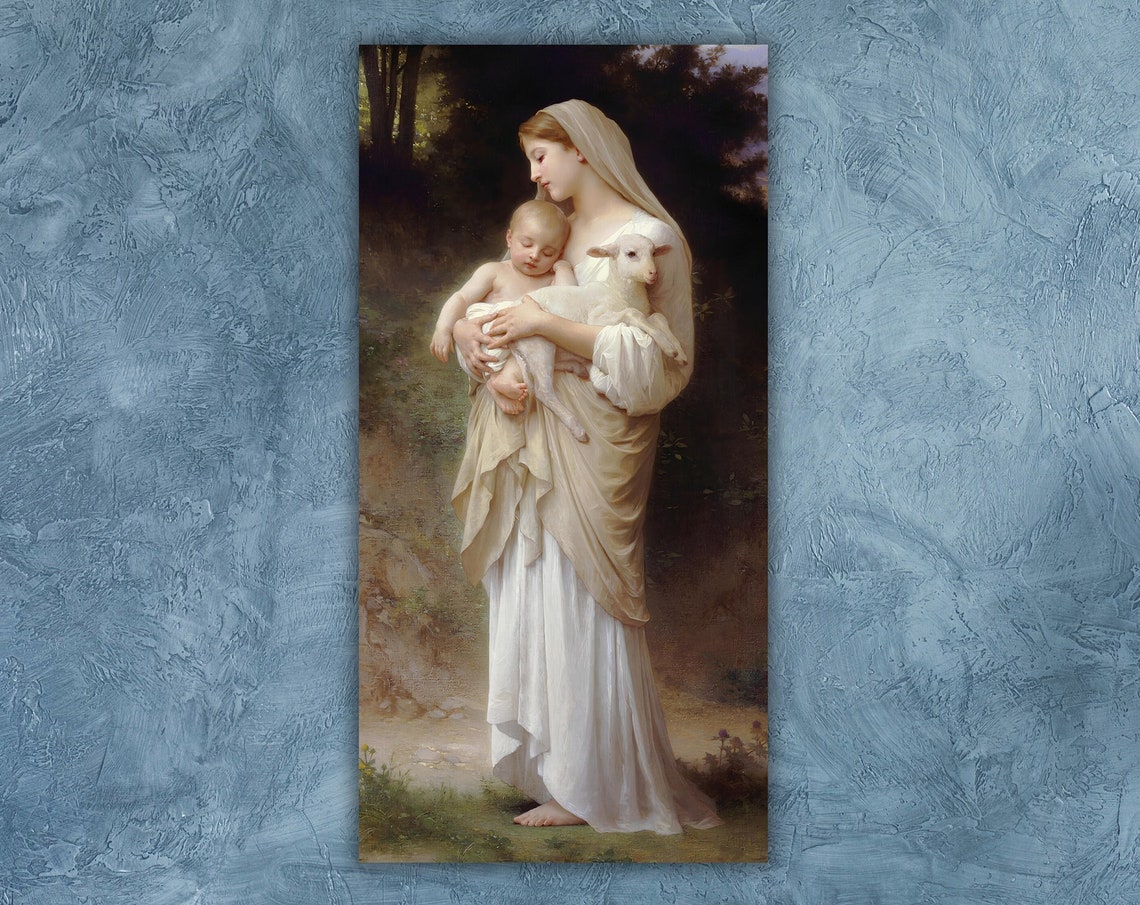 William Adolphe Bouguereau Innocence Mother Baby Lamb Poster