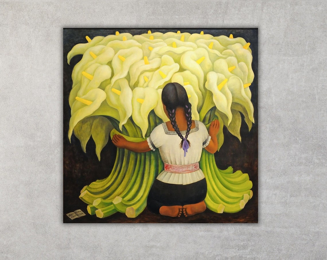 Diego Rivera The Flower Seller Poster Print Art Famous Painting Exhibition Poster Print Yellow Flowers Painting Print Art Famous Wall Art
