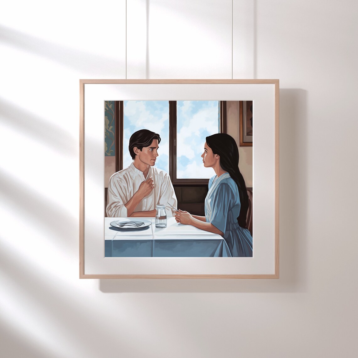 Love Couple At Table Poster, Romantic Home Decor