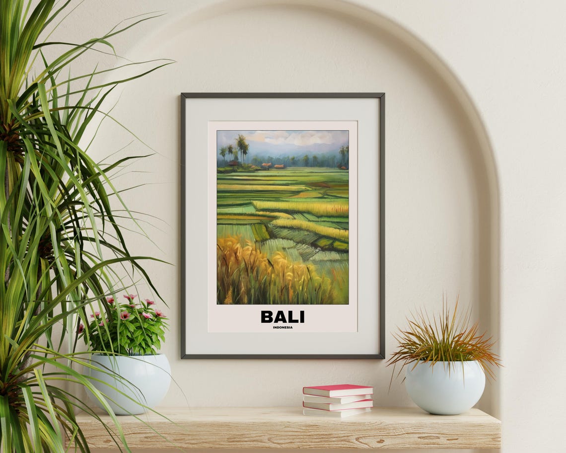 Bali Scenic Travel Poster, Balinese City Painting - Image 3
