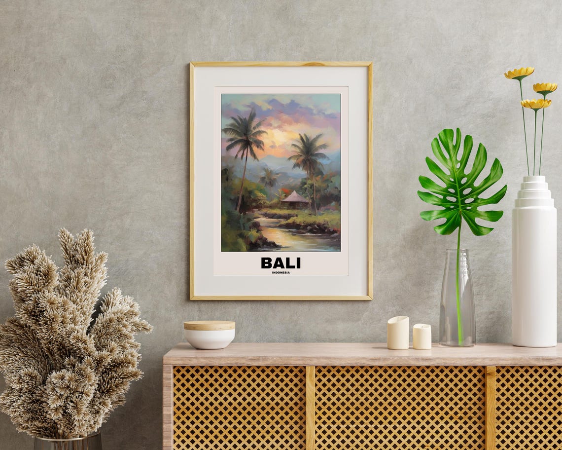 Bali Scenic Travel Poster, Balinese Art - Image 2