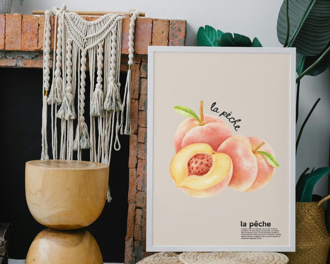 Peach Watercolour Kitchen Decor, French Inspired - Image 2