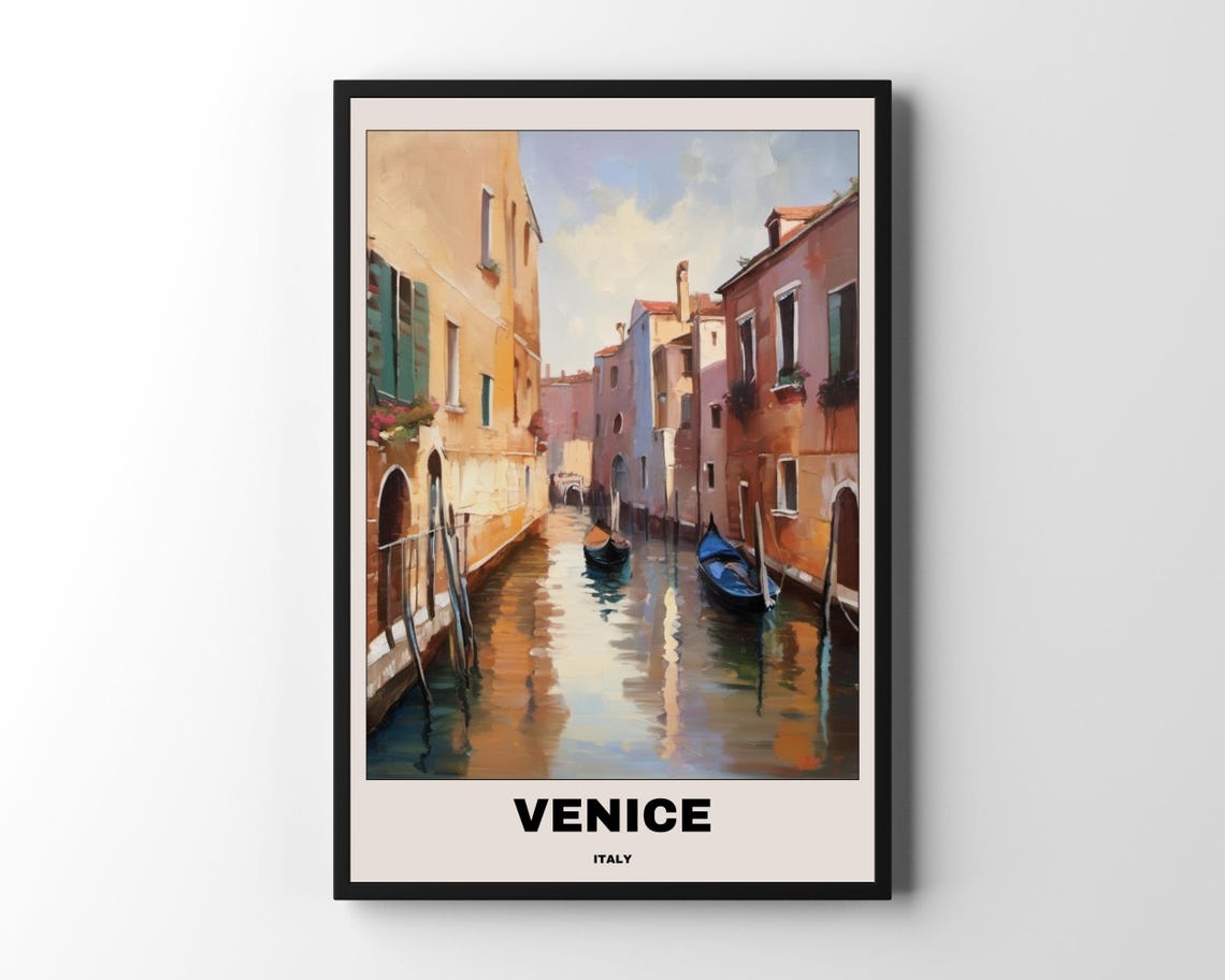 Venice Italy Travel Poster, Romantic Modern Poster