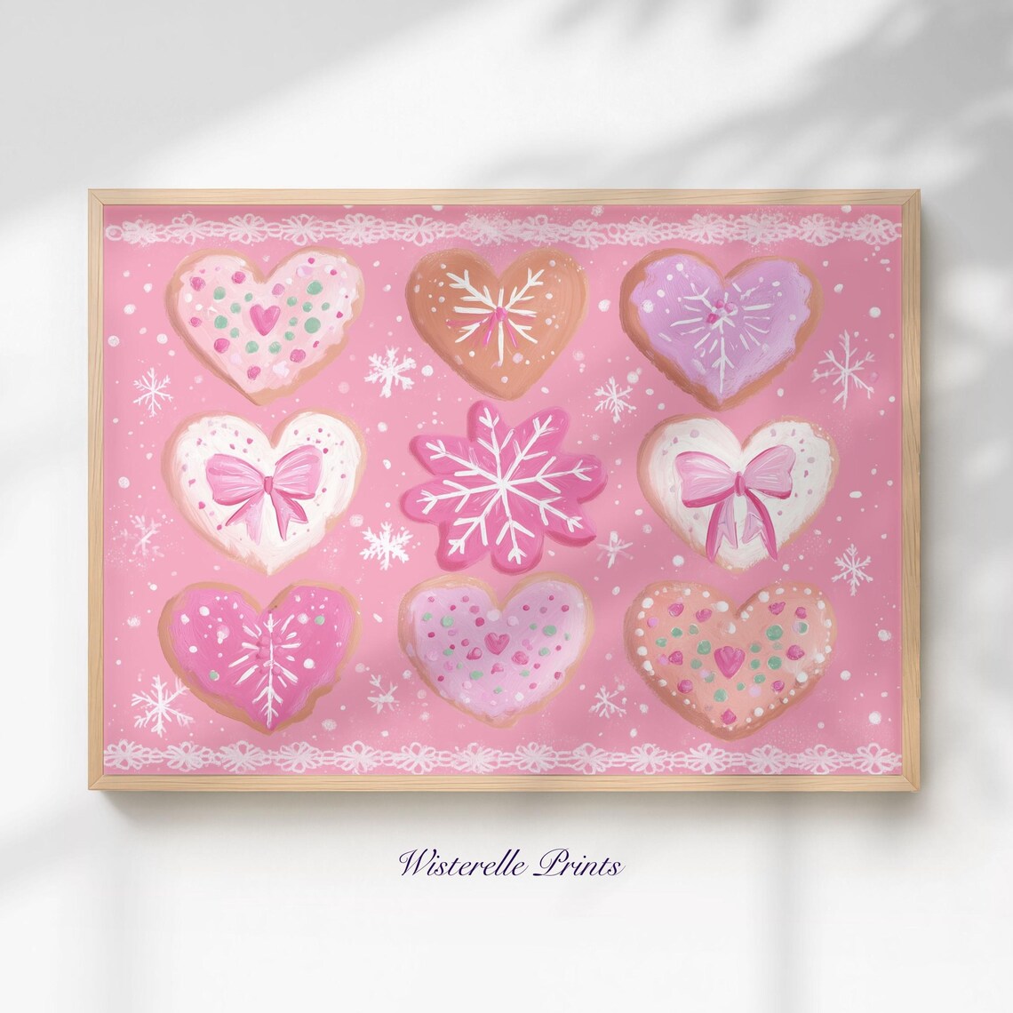 Pink Christmas Sugar Cookies Poster Cozy Coquette Baking Holiday Wall Decor