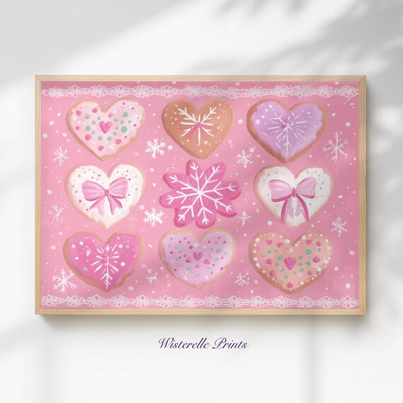 Pink Christmas Sugar Cookies Poster Cozy Coquette Baking Holiday Wall Decor