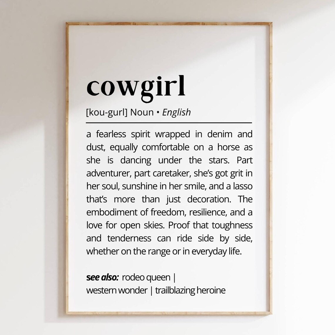 Cowgirl Definition Art Print, Funny Western Decor