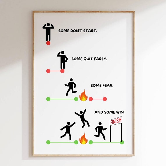 Some Dont Start Some Quit Early Some Fear Some Win White Poster