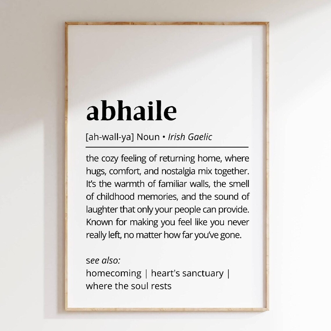 Abhaile Irish Gaelic Definition Cozy Homecoming Word Art Poster