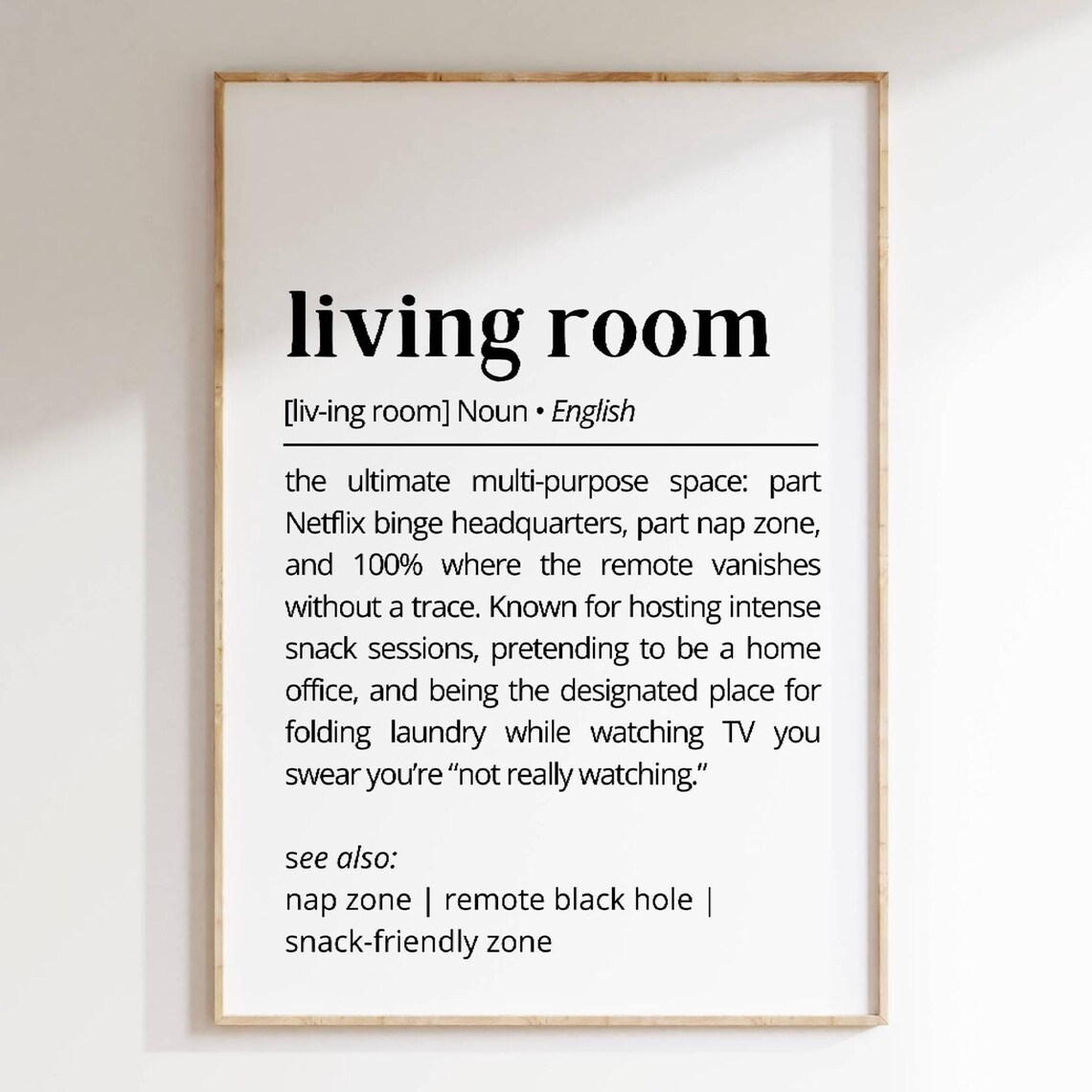 Living Room Definition Funny Netflix Nap Zone Dictionary Humor Poster