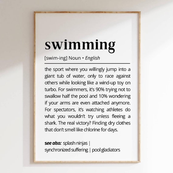 Swimming Definition Funny Sports Typography Art Print