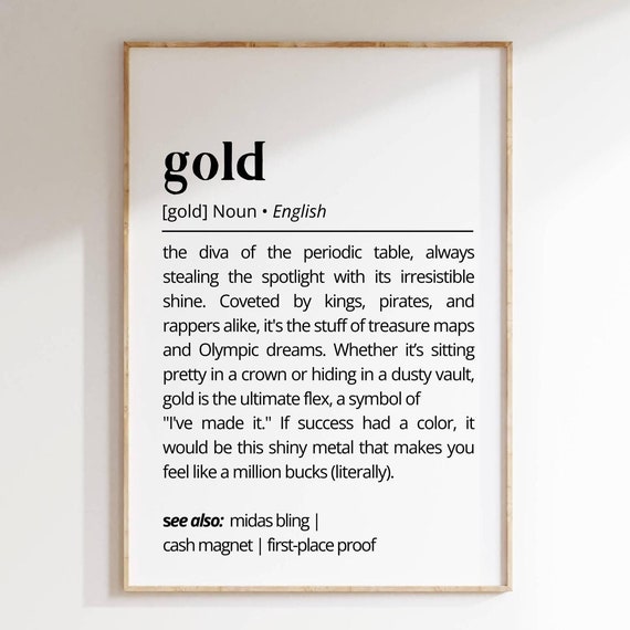 Gold Funny Dictionary Definition Poster Metal Bling Decor Gift